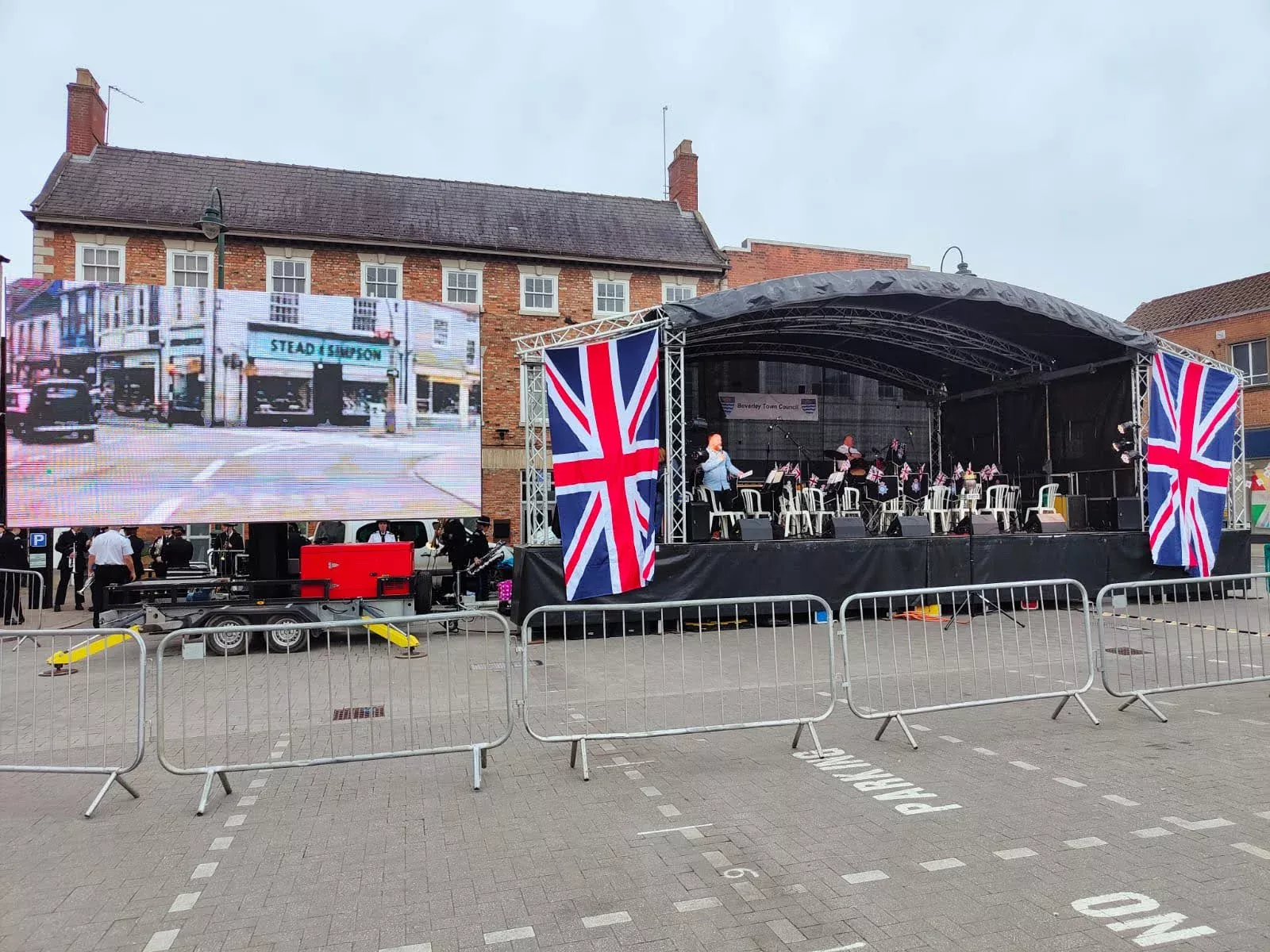 EEH trailer stage at a town centre civic event